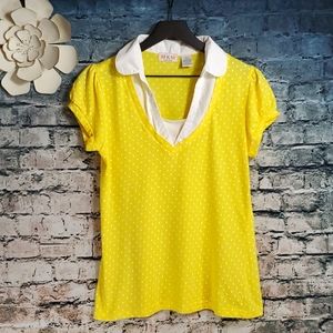 M.K.M Designs | Retro 90s Y2k Yellow and White Polka Dot Streetwear T-Shirt Top